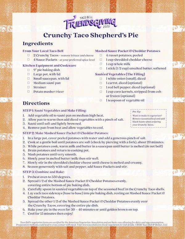 Crunchy Taco Shepherd’s Pie recipe card
