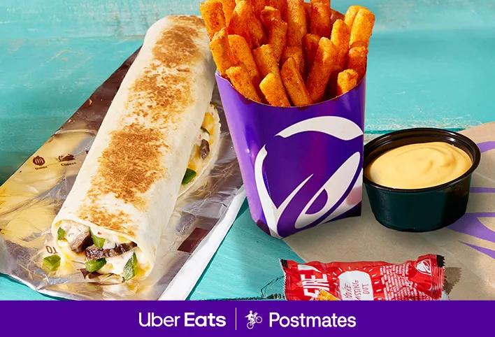 Get a Free Regular Nacho Fries with Steak & Poblano Rolled Quesadilla on Uber Eats or Postmates
