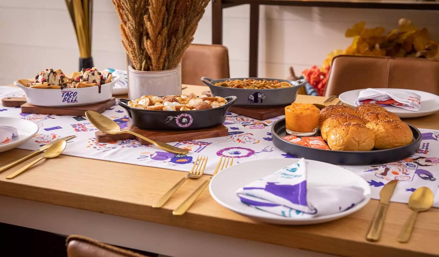 Stories | How To Make The Cinnabon Delights® Candied Yams From Taco Bell’s 9th Annual Friendsgiving | 2021-E07-Friendsgiving-Table